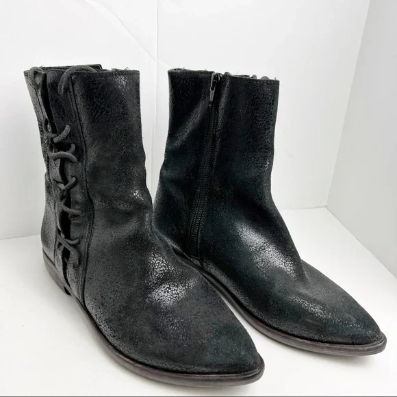 Free People side tie black boots